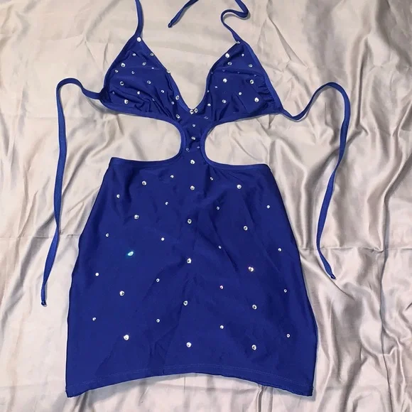 Dresses | Royal Blue Halter Open Back Scrunch Butt Cocktail Dress Size Large | Poshmark Dresses | Royal Blue Halter Open Back Scrunch Butt Cocktail Dress Size Large | Poshmark